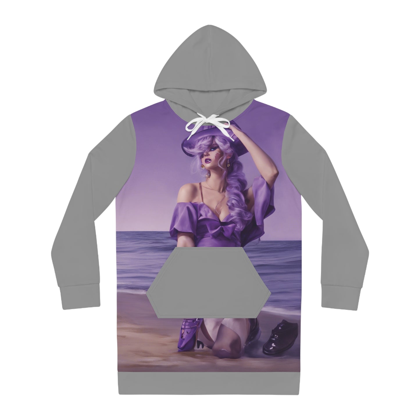 Violet On the beach Women's Hoodie Dress (AOP)