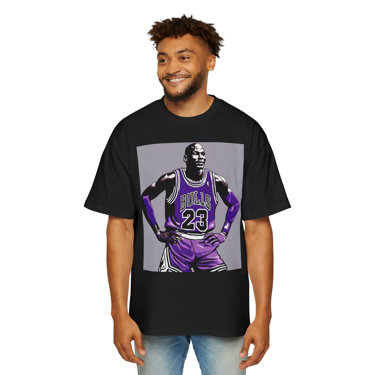 MJ in Purple Men's Heavy Oversized Tee