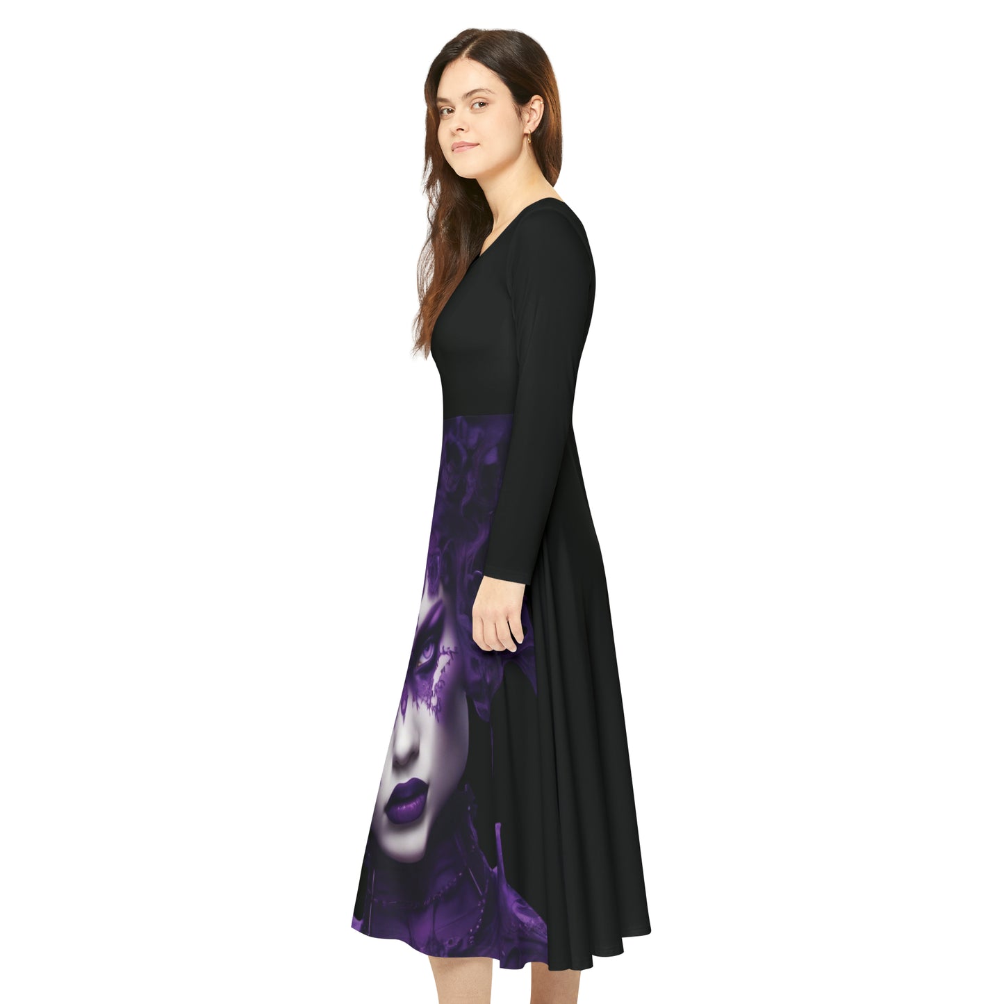 Purple Suxxubus Women's Long Sleeve Dance Dress (AOP)