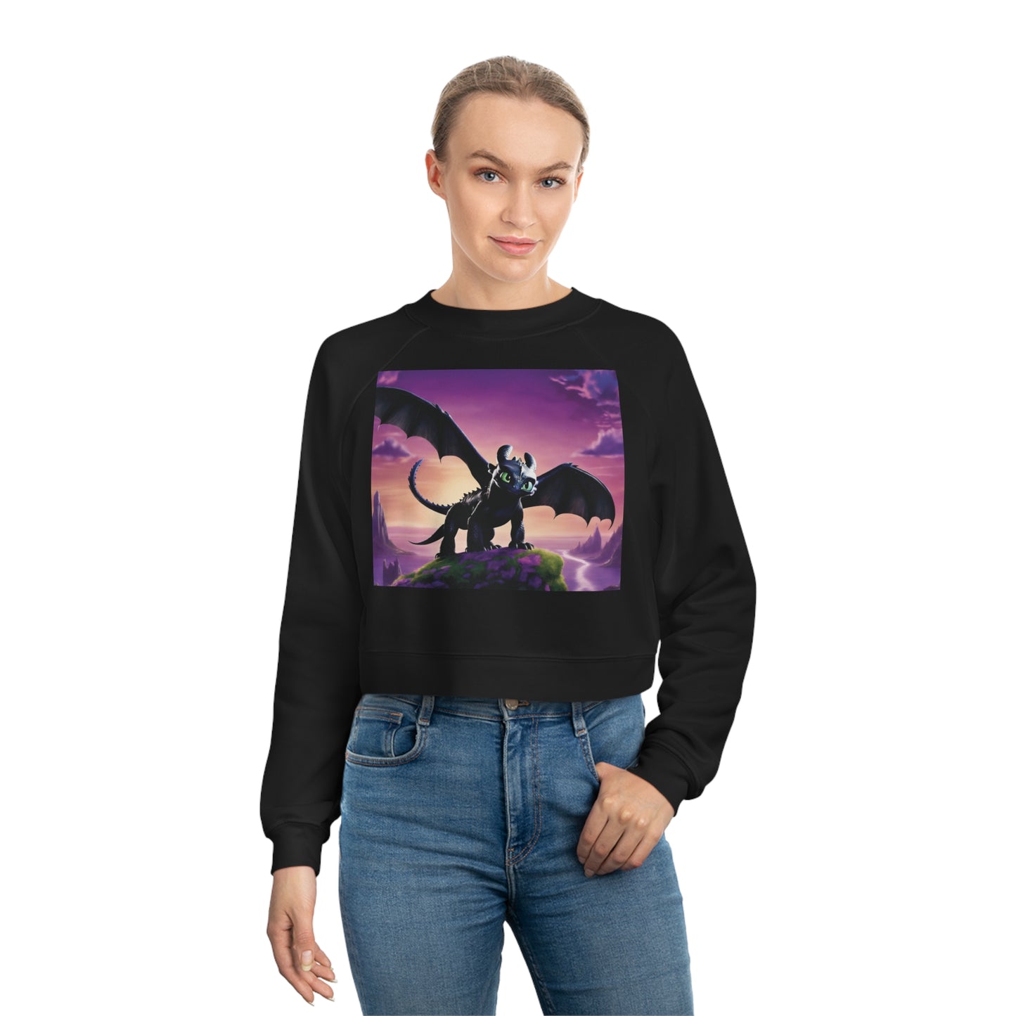 Purple Toothless Women's Cropped Fleece Pullover