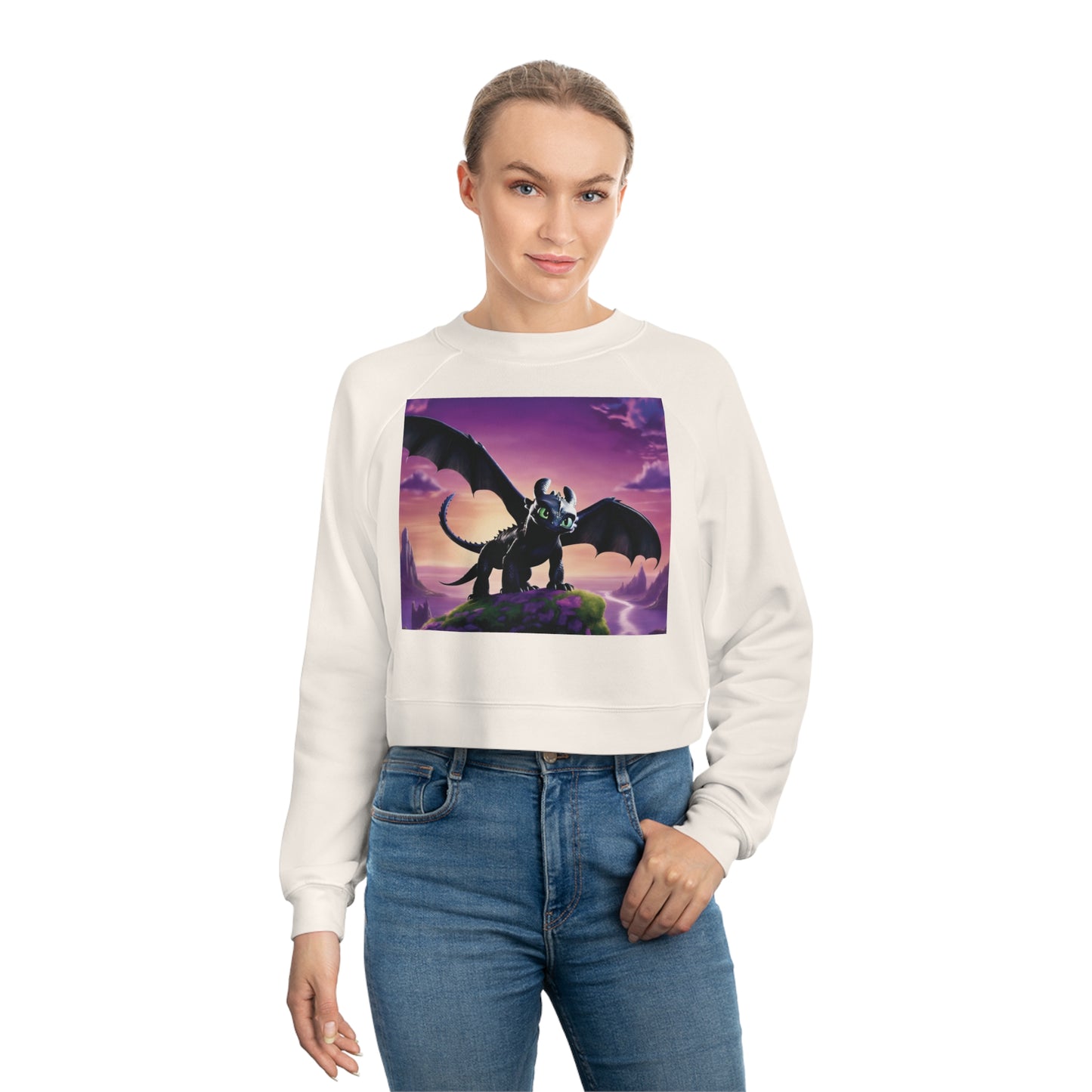 Purple Toothless Women's Cropped Fleece Pullover
