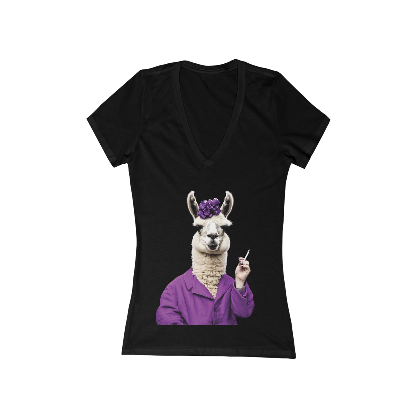 Tina The Llama Mama Women's Short Sleeve Deep V-Neck Tee