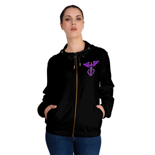 Purple Nurses Women’s Full-Zip Hoodie (AOP)