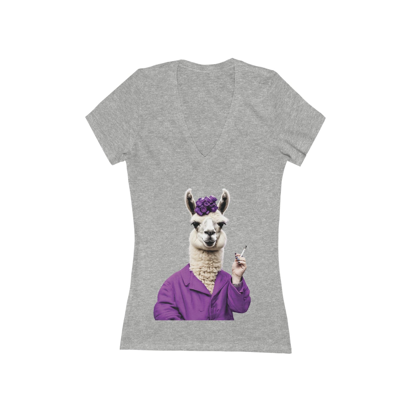 Tina The Llama Mama Women's Short Sleeve Deep V-Neck Tee