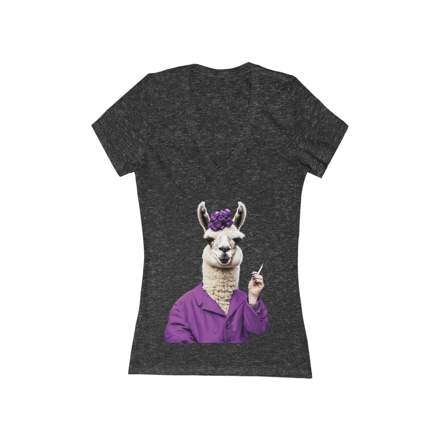 Tina The Llama Mama Women's Short Sleeve Deep V-Neck Tee