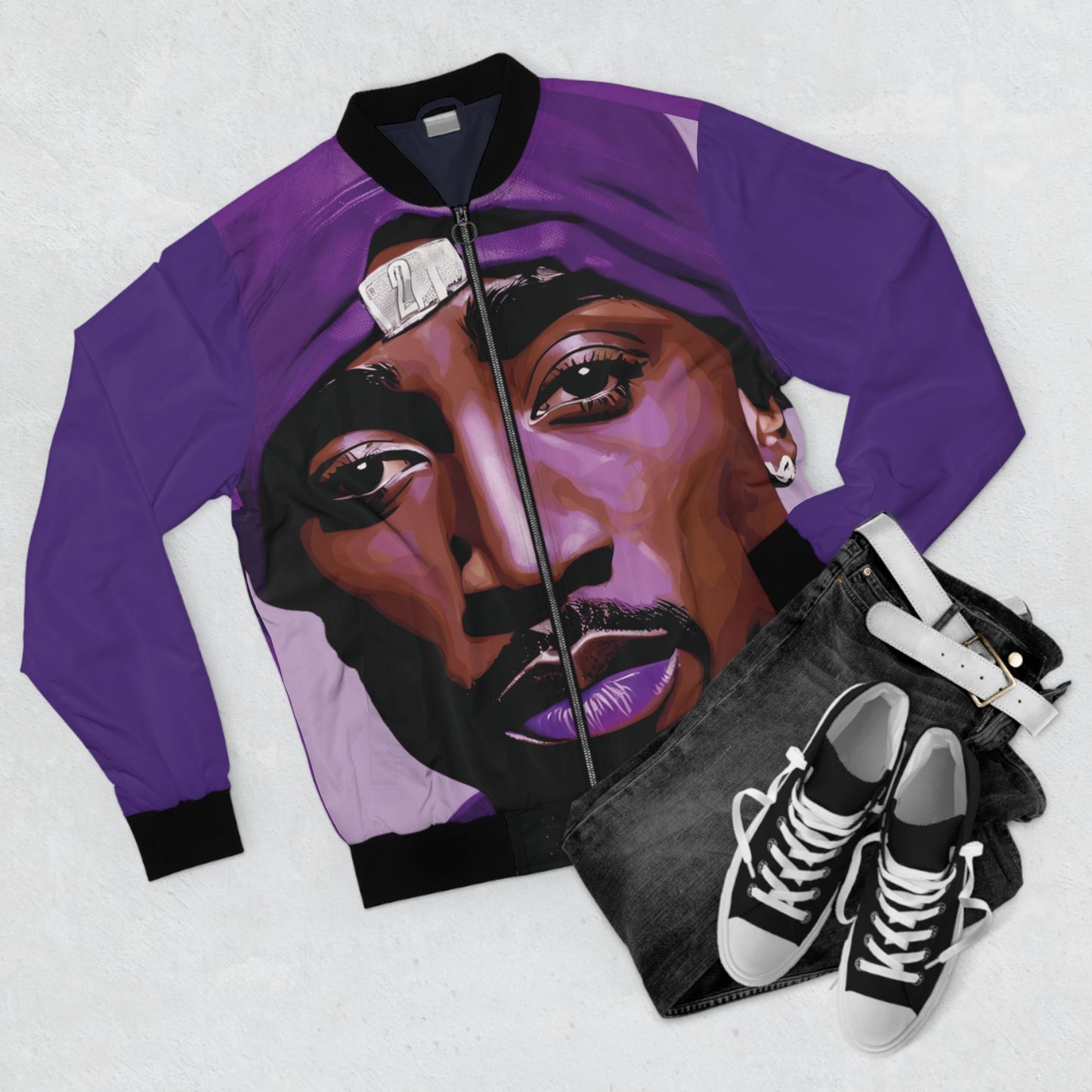 2Pac Purple City Slammer Men's Bomber Jacket (AOP)